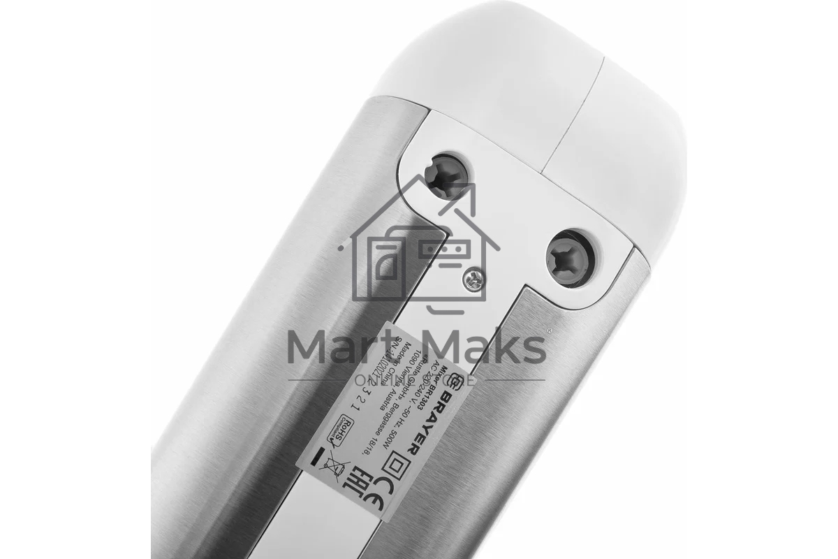 Миксер BRAYER BR1303, 500  Вт, корп.из нерж.стали, 5 режимов, 2 крюка, 2 венчика