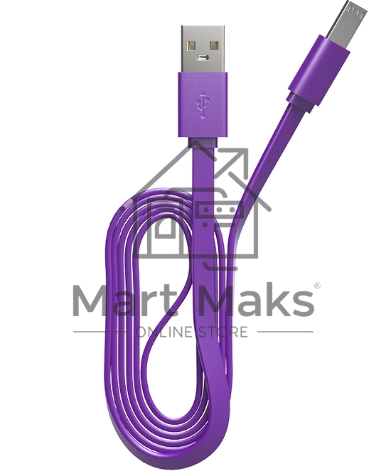 Кабель Maxvi MC-01LF purple USB-A - microUSB, 2A Плоский кабель, ток макс. нагрузки 2А, макс. напряжение 5V; стандарт USB 2.0; длина разъема microUSB 10 мм, длина 1м, материал PVC, фиолетовый