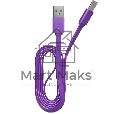 Кабель Maxvi MC-01LF purple USB-A - microUSB, 2A Плоский кабель, ток макс. нагрузки 2А, макс. напряжение 5V; стандарт USB 2.0; длина разъема microUSB 10 мм, длина 1м, материал PVC, фиолетовый