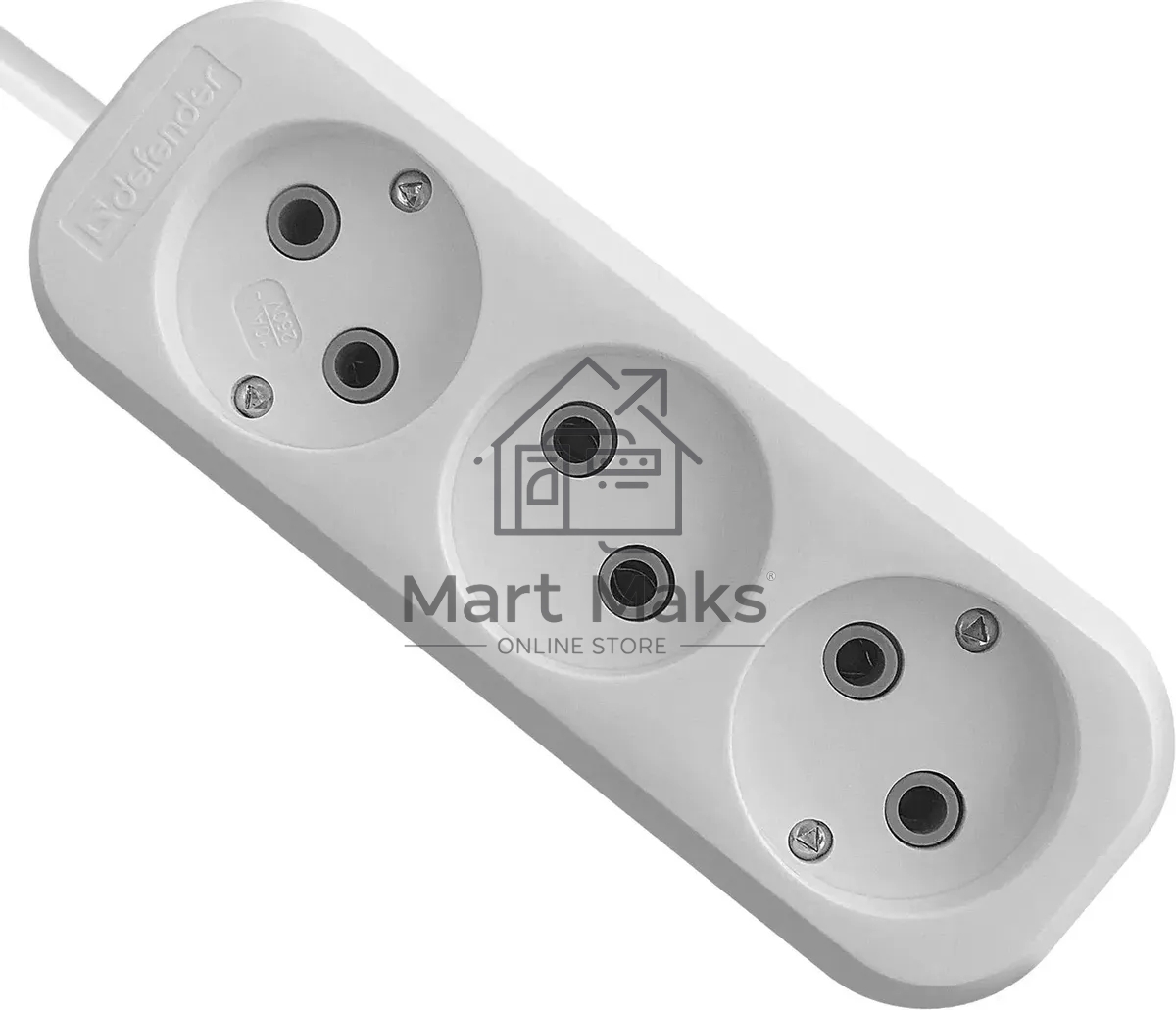 Удлинитель Defender (99276) B230 - 3 роз х 2 м, белый