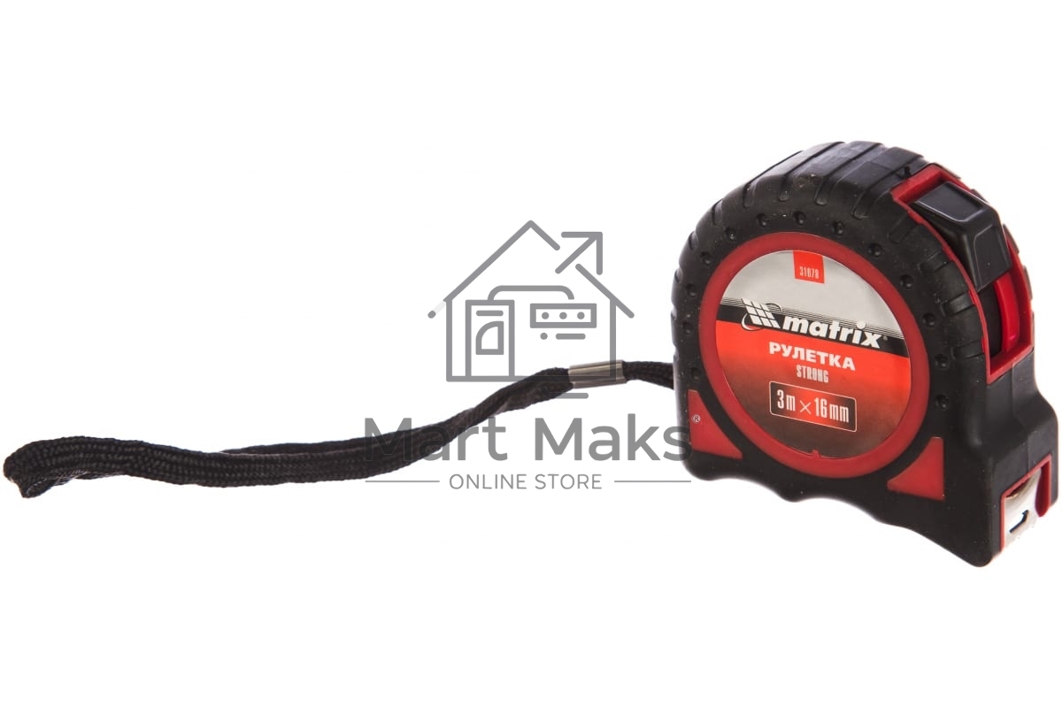 Рулетка MATRIX Strong, 3 м х 16 мм, обрезиненный корпус 31078