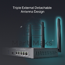 VPN-маршрутизатор TP-Link ER706W Omada с гигабитными портами и поддержкой Wi-Fi AX3000, 1 гиг. SFP WAN/LAN, 1 гиг. RJ45 WAN, 4 гиг. RJ45 WAN/LAN, USB 3.0, до 574 М/с на 2,4 ГГц + до 2402 М/с