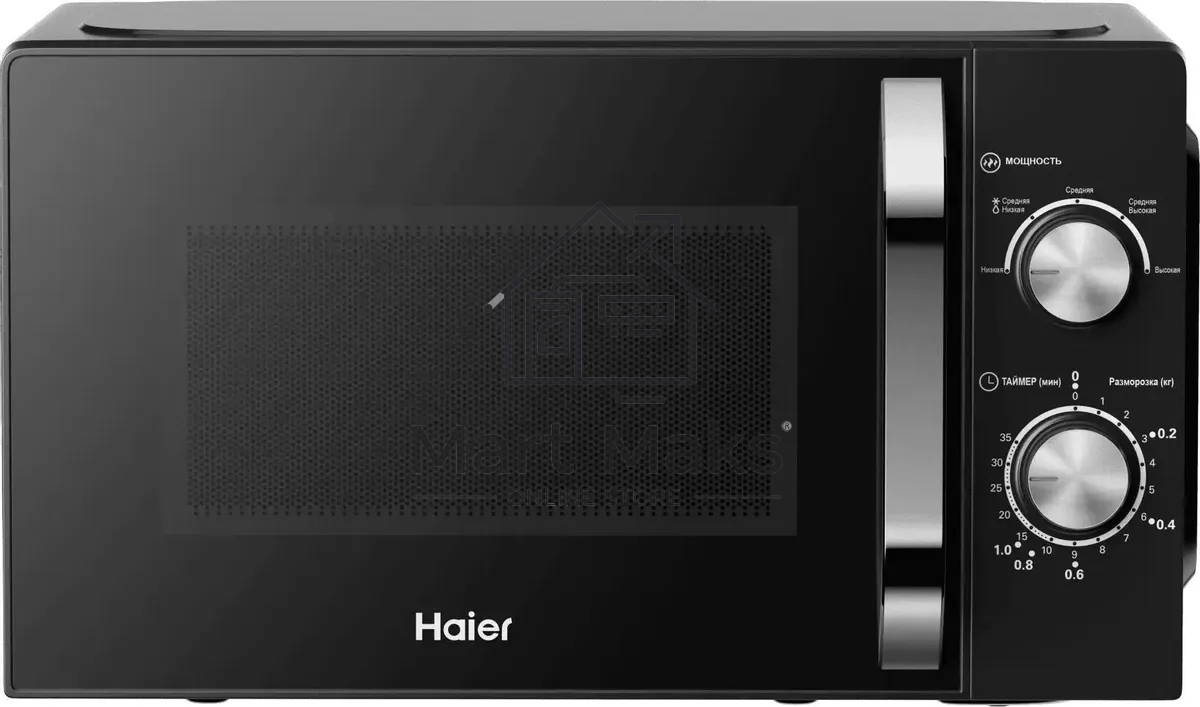 Микроволновая печь Haier HMB-MM208BA черный/серебристый, 20 л, 800 Вт, переключатели - поворотный механизм