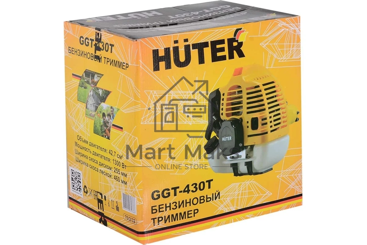 Триммер бензиновый Huter GGT-430T 1300Вт неразбор.штан. реж.эл.: леска/нож
