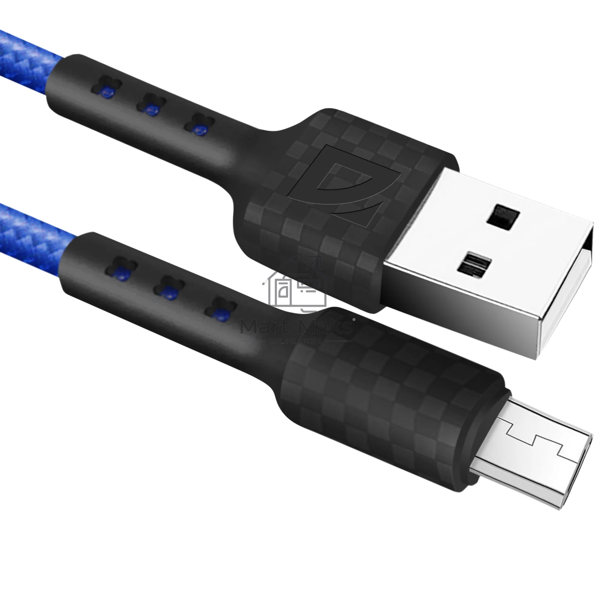 Кабель Defender F181, USB 2.0 (AM) - microUSB 2.0 (BM), 1метр, 2.4А, нейлоновая оплетка, синий.