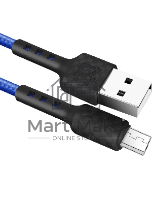 Кабель Defender F181, USB 2.0 (AM) - microUSB 2.0 (BM), 1 м, 2.4А, нейлоновая оплетка, синий.