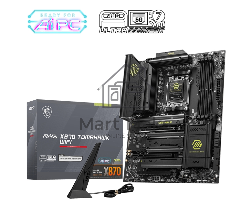 Материнская плата MSI MAG X870 TOMAHAWK WIFI, AM5, AMD X870, 4xDDR5, 4xSATA, 4xM.2, 1xPCI-E 3.0 x1, 1xPCI-E 4.0 x4, 1xPCI-E 5.0 x16, 1xHDMI, 2xUSB Type-C, 1x2.5Gb LAN, 2xUSB-A 3.2 Gen 1, 2xUSB-A 3.2 Gen 2, 2x3.5 мм, 7.1, Standard-ATX