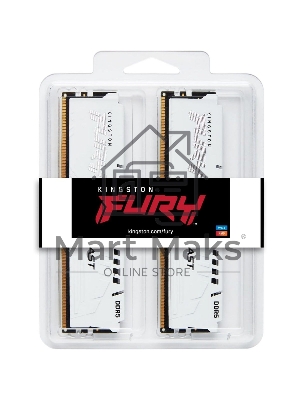 Оперативная память Kingston Fury Beast, DDR5, 32Gb (2x16GB), 6000MHz, CL36, DIMM, с радиаторами, белый