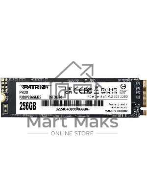 Накопитель SSD Patriot P320, 256Gb, PCIe 3.0 x4, M.2 2280, NVMe, R/W 2200/1200
