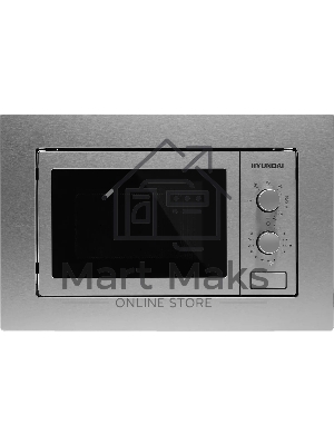 Микроволновая печь встраиваемая Hyundai HBW 2030 IX нержавеющая сталь, 20 л, 800 Вт, переключатели - поворотный механизм
