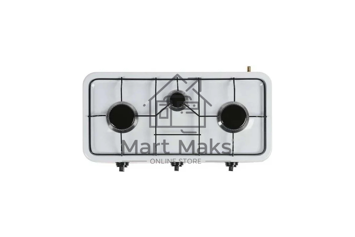 Газовая плитка Centek CT-1522 белый 3 конфорки, КРЫШКА, сменные форсунки баллон/магистраль