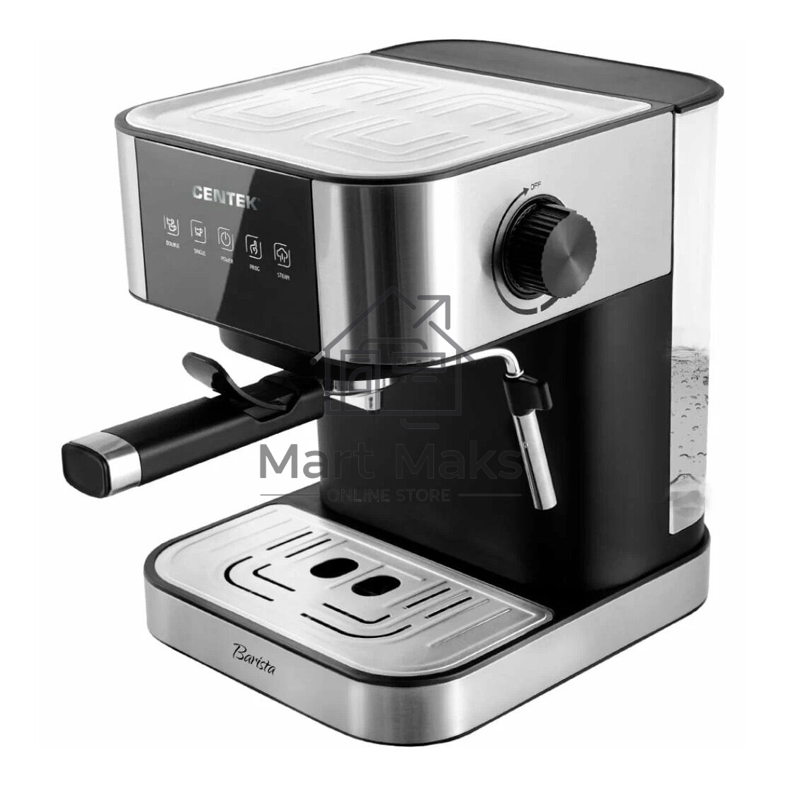 Кофеварка рожковая Centek CT-1164 серебристый, исп. кофе - молотый, 1.5 л, 1150 Вт, 15 бар