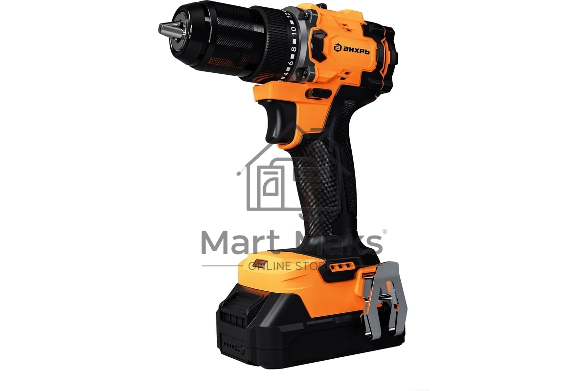 Дрель-шуруповерт Вихрь ДА-20Л-2К/БП 72/14/67, Аккумуляторная, 20В, 2 АКБ, Кейс