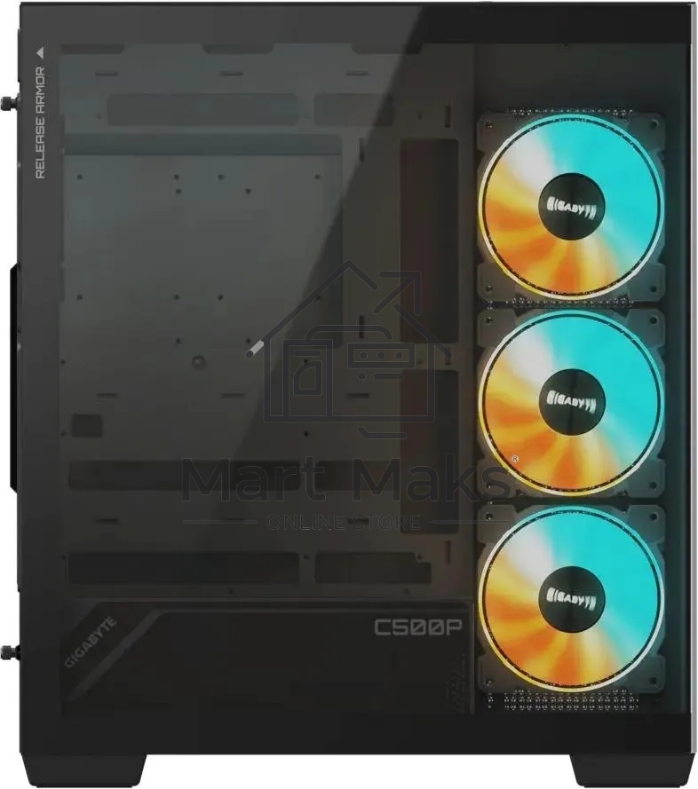Компьютерный корпус Gigabyte Gb-C500P ST черный без БП ATX 3x120мм 6x140мм 2xUSB 3.0 1xUSB3.1 audio bott PSU