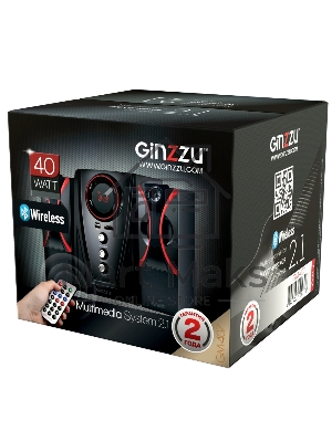 Мультимедийная акустическая система GINZZU GM-407 2.1 с Bluetooth. Выходная мощность (RMS) 40 Вт. Диапазон воспроизводимых частот: 40Гц - 20КГц. Bluetooth: V2.1. Встроенный аудио-плеер: SD-card, USB-flash до 32 Gb. FM радио: 87.5МГц - 108.0МГц. Вход AUX: 