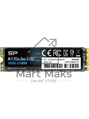 Накопитель SSD Silicon Power M-Series, 256Gb, PCIe 3.0 x4, M.2 2280, NVMe, R/W 2200/1600