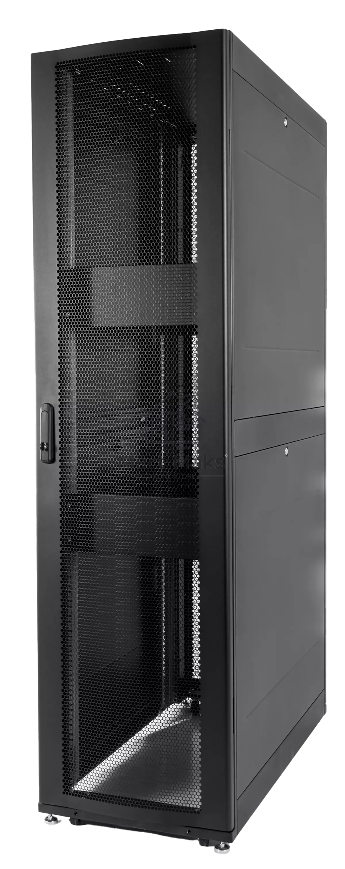Шкаф серверный ПРОФ напольный 42U (600x1200) дверь перфорированная 2 шт., цвет черный, в сборе, ШТК-СП-42.6.12-44АА-9005