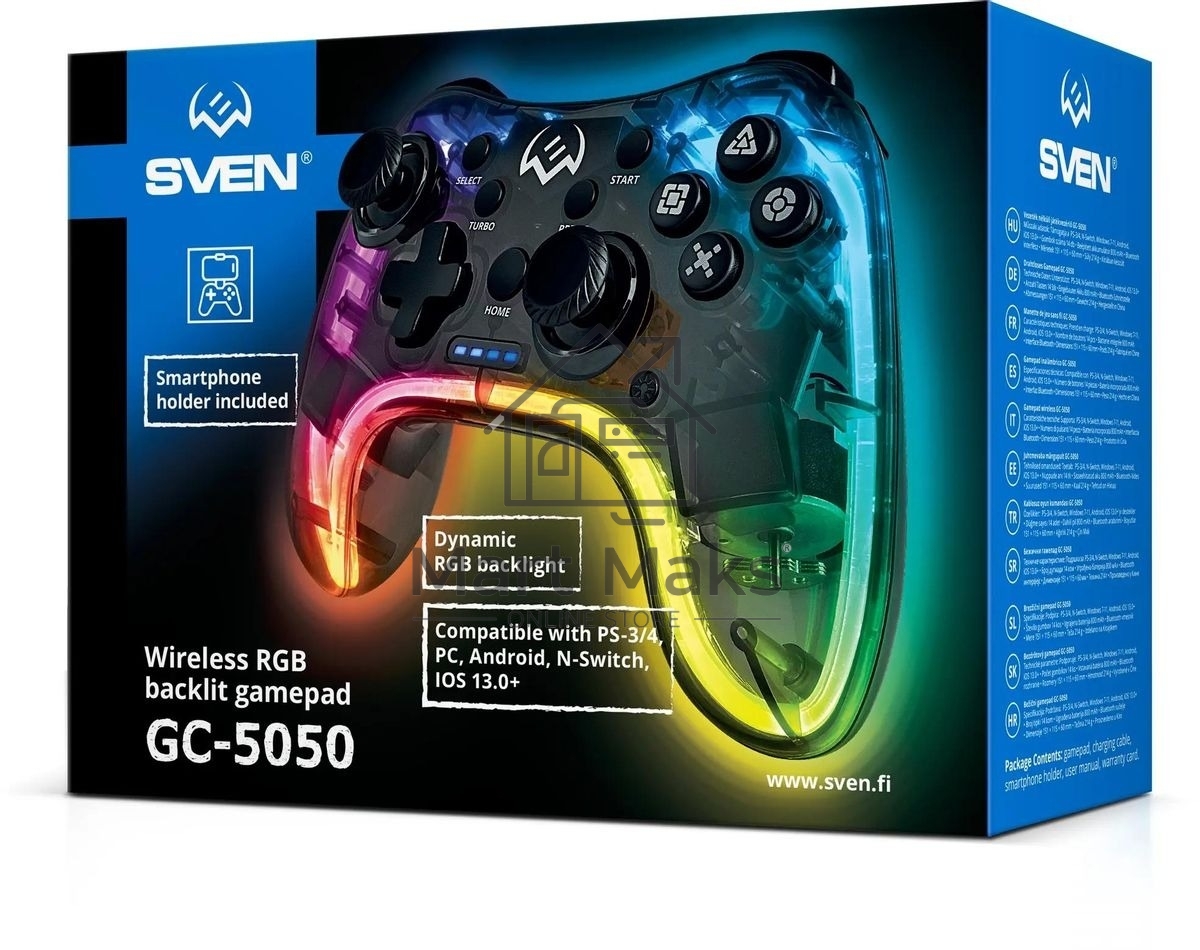 Геймпад Sven GC-5050 черный Bluetooth Беспроводной виброотдача обратная связь (в компл.:держатель для смартфона/кабель USB) (SV-016029)
