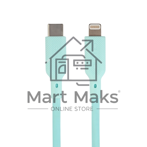 Кабель QUMO, MFI С94, Type-C на MFI Apple 8 pin, силиконовый, 1м, 2,22A, 9V, 20W, PD (голубой)