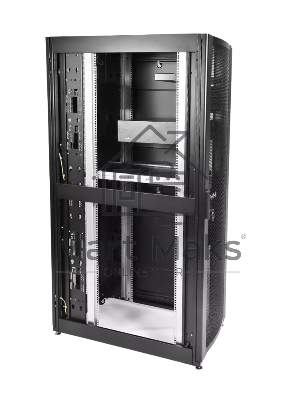 Шкаф серверный ПРОФ напольный 42U (600x1200) дверь перфорированная 2 шт., черный, в сборе, ШТК-СП-42.6.12-44АА-9005