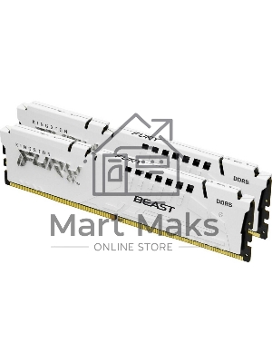 Оперативная память Kingston Fury Beast, DDR5, 32Gb (2x16GB), 6000MHz, CL36, DIMM, с радиаторами, белый
