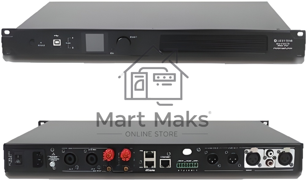 Усилитель INTREND ITAMP-1000TD двухканальный, 2x500W/4Ом, 2x300W/8Ом, мостовой режим: 1x1000W/8Ом, 1x1000W/100V, 1x600W/70V, поддержка Dante, встроенный DSP
