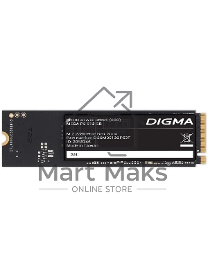 Накопитель SSD Digma Mega P5 DGSM3512GP53T, 512Gb, PCIe 3.0 x4, M.2 2280, NVMe, R/W 2900/2000