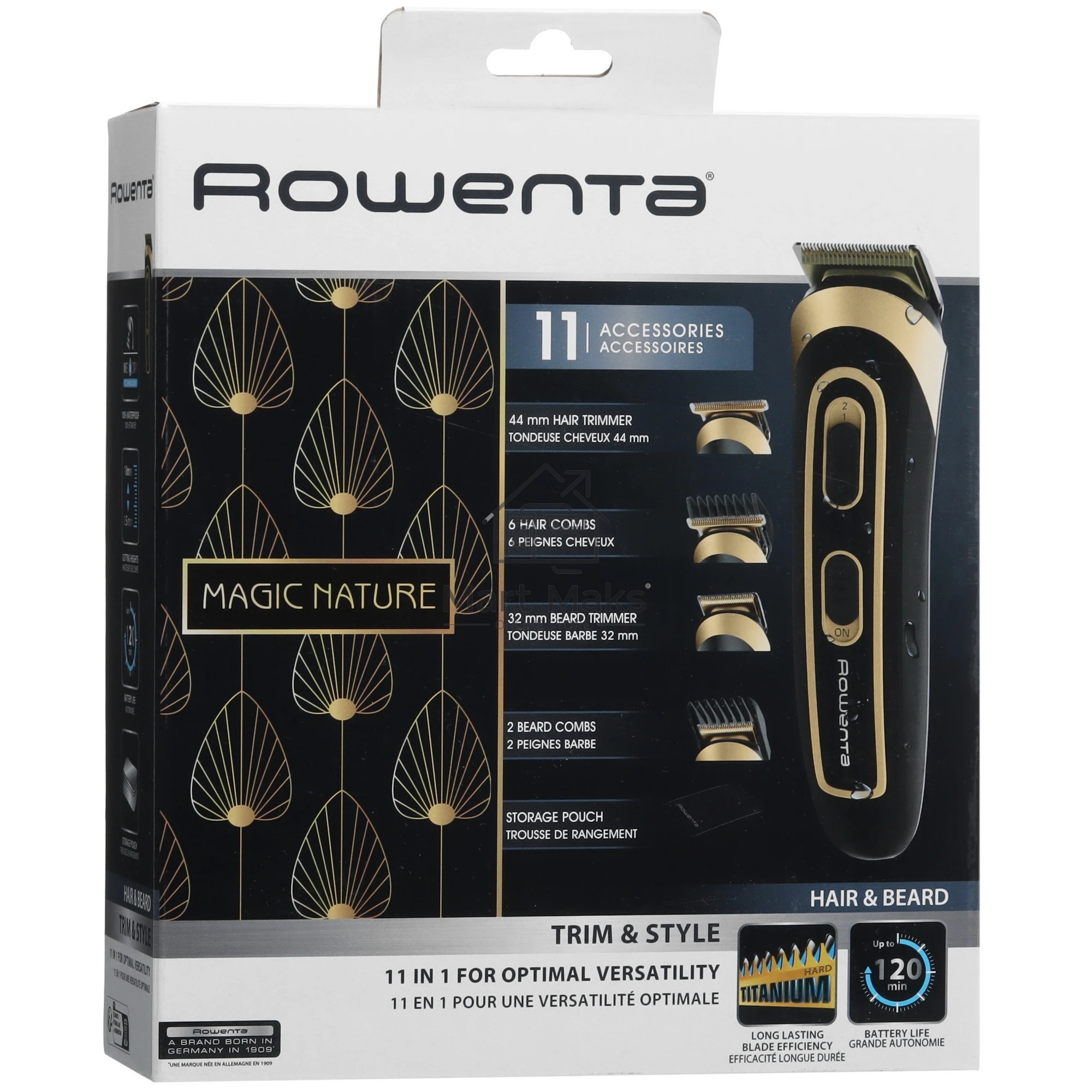 Триммер Rowenta TN9118F0 черный/золотистый (насадок в компл:9шт)