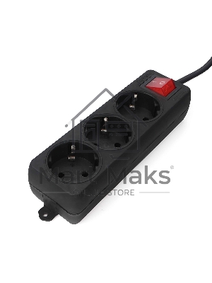 Удлинитель Гарнизон EL-NB-G3-B-3 3р 10А 3м с выключателем и заземлением, черный