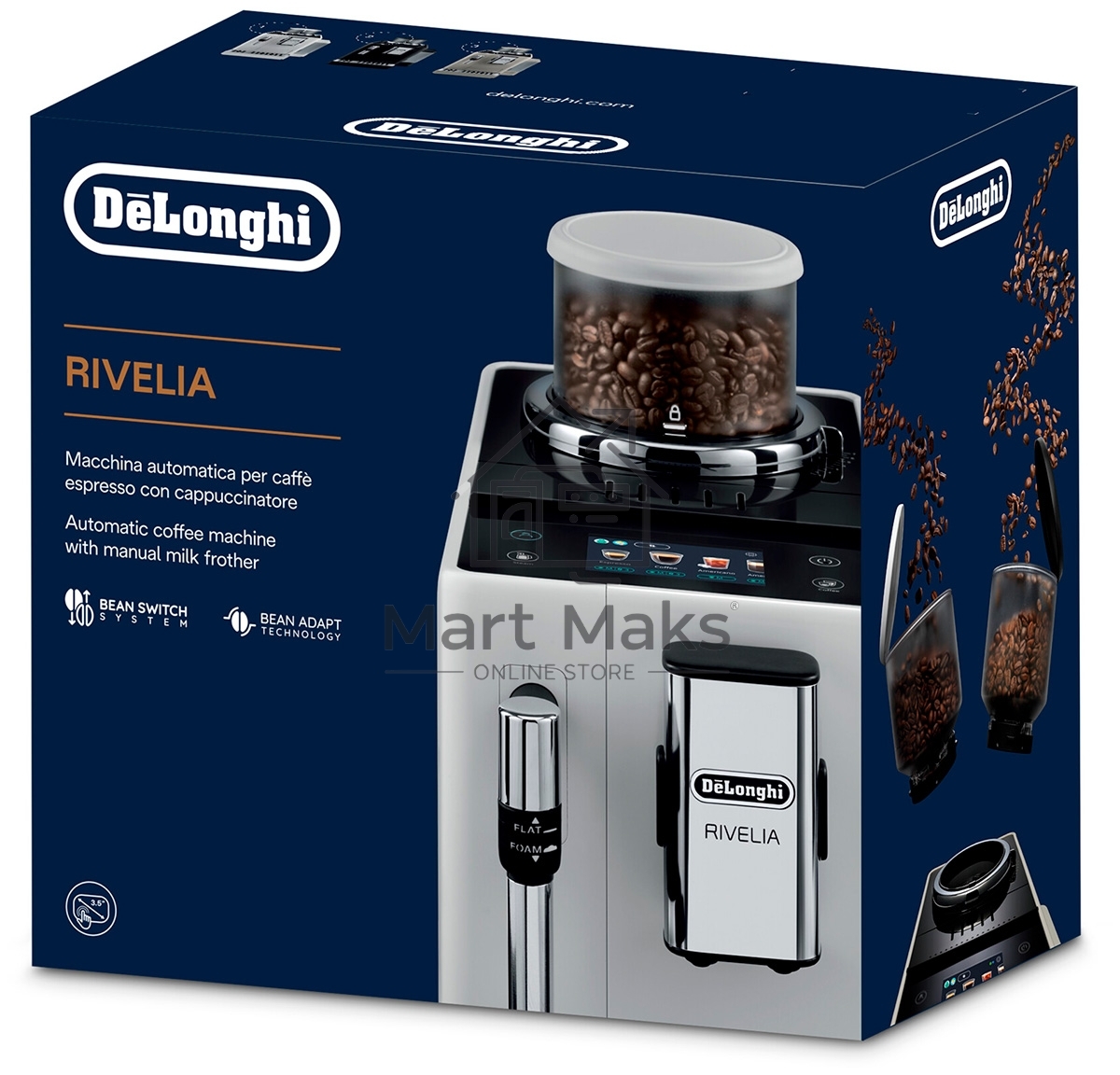 Кофемашина автоматическая DeLonghi EXAM440.35.W (0132213209) белый, исп. кофе - зерновой/молотый, 1,4 л, 1450 Вт, 19 Бар