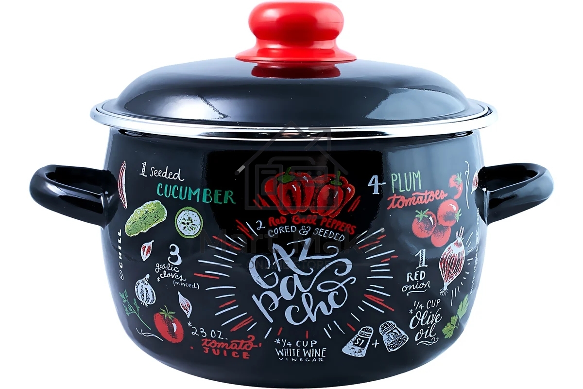Кастрюля Appetite 1RC221M Gazpacho с крышкой, сферическая эмалированная 5,5 л