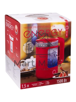 Чайник электрический Energy E-256 1500Вт, 1.5л стекло, красный