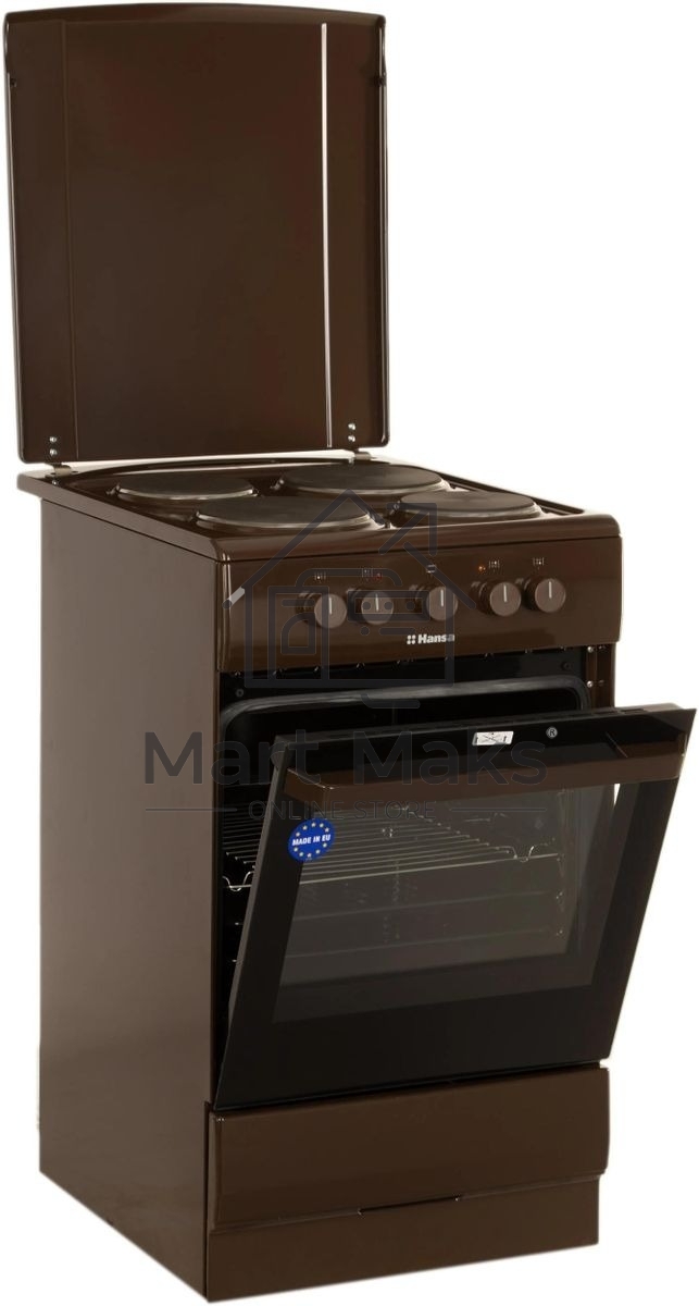 Плита электрическая Hansa FCEB53000 коричневый, конфорок 4 шт, духовка 69 л, 50 см x 85 см x 60 см