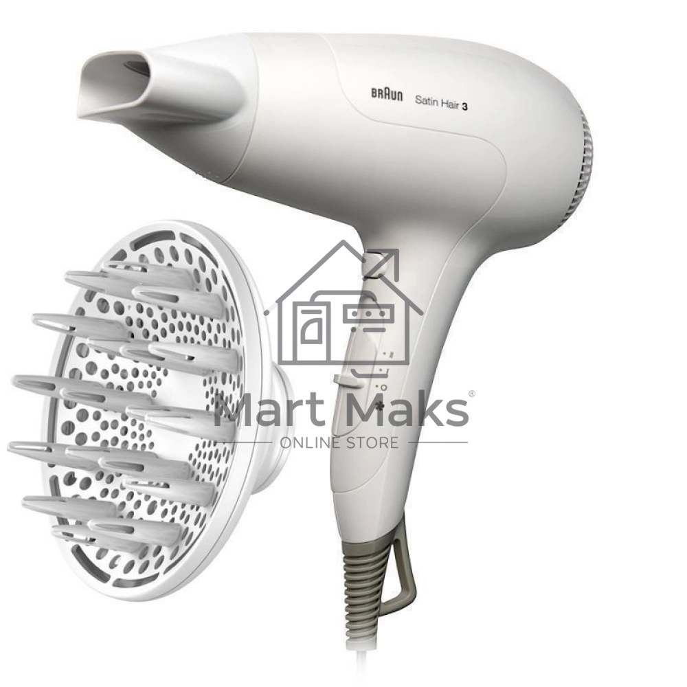 Фен Braun HD385 Satin Hair 3 белый, 2000 Вт, ионизация