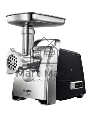 Мясорубка электрическая Bosch MFW68640 черный, 2200 Вт, 4.3 кг/мин, реверс, металлический лоток, насадки - 5