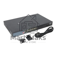 Коммутатор EKF TSX-U-2GX/SFP-16GTP-R, 16×1 Гбит/с PoE + 2×1 Гбит/с SFP, неуправляемый