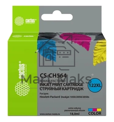 Картридж струйный Cactus CS-CH564 №122XL многоцветный (18 мл.) для DeskJet 1050/2050/2050s