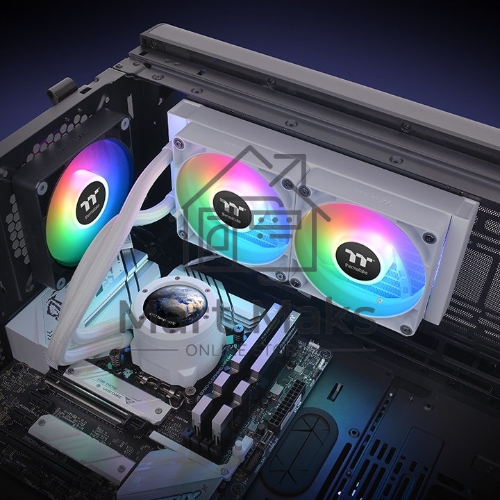 Система водяного охлаждения Thermaltake TH240 V2 Ultra Snow ARGB Soc-AM5/AM4/1200/1700/1851 белый 4-pin 25.8dB Al+Cu LCD Ret (CL-W404-PL12SW-A)