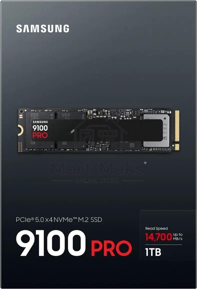 Накопитель SSD 1TB Samsung 9100 PRO, M.2, PCI-E 5.0 x4, TLC 3D NAND [R/W - 14800/13400 MB/s]