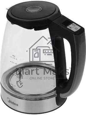 Чайник электрический Midea MK-8019, мощность 2200 Вт, объем 1.7 л, цифровой дисплей, регулировка температуры нагрева, 6 режимов нагрева, поддержание температуры, подсветка