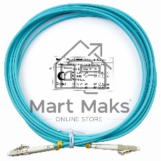 Патч-корд оптический Cabeus Tight Buffer FOP-50-LC-LC-3m Duplex LC/LC, OM3 50/125, LSZH, 3м, Ø 3мм, серый хвостовик, аква