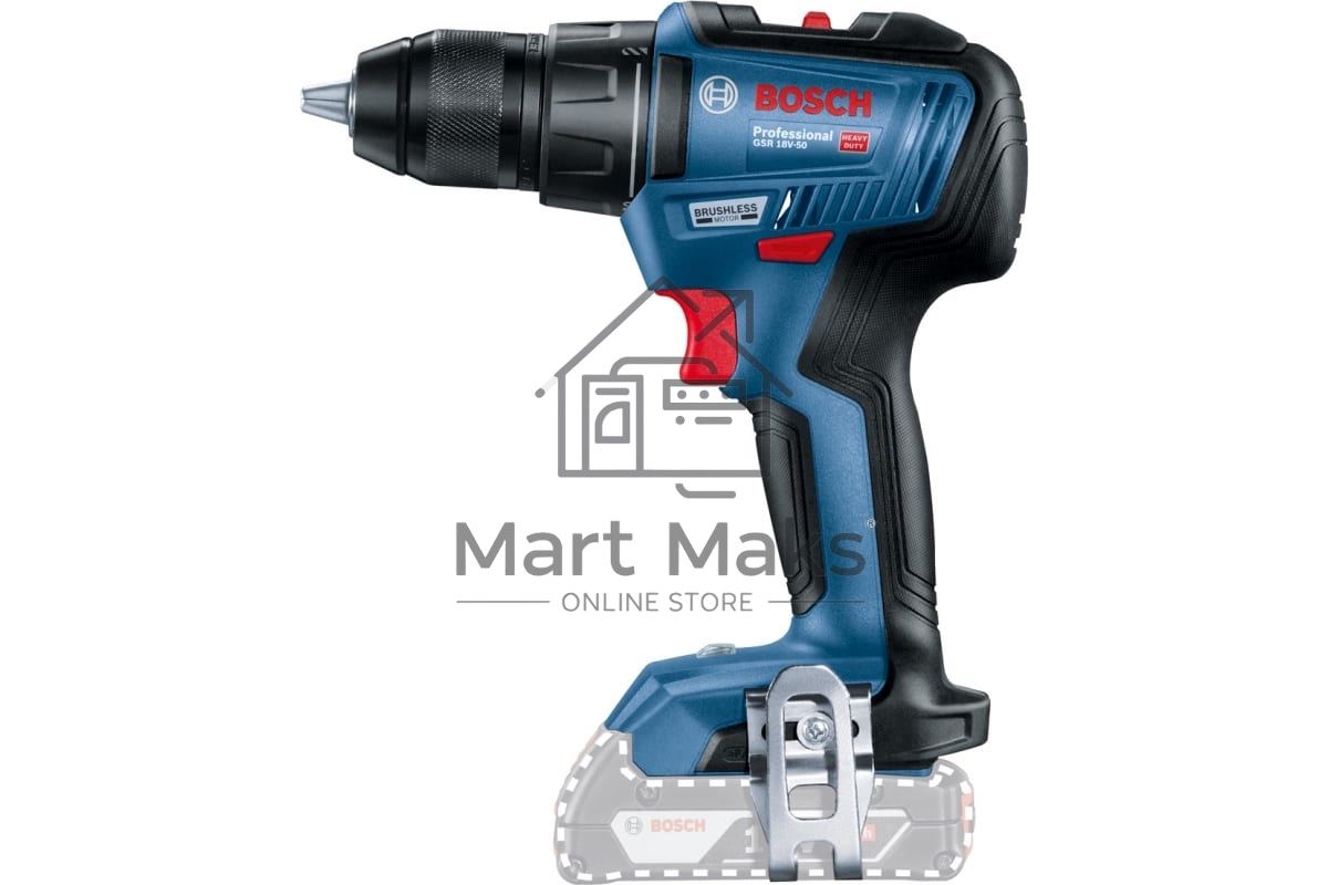 Дрель-шуруповерт Bosch GSR 18V-50, Аккумуляторная, 18В, Без АКБ