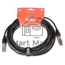 Кабель микрофонный FORCE FMC-05/10XLR (M) - XLR (F), высококачественный балансный, малошумящий с проводниками из безкислородной меди OFC, диаметр 6 мм, профессиональные металлические разъемы, длина 10 м, цвет черный