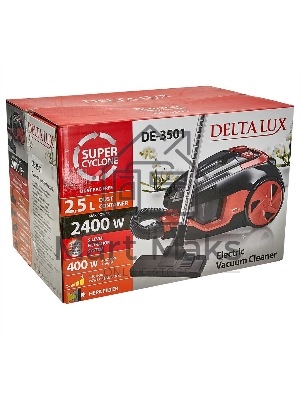 Пылесос DELTA LUX DE-3501 СУПЕР-ЦИКЛОН, черный с терракот