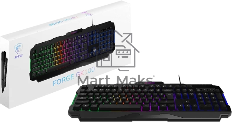 Клавиатура MSI FORGE GK100, Wired, RGB lighting, Anti-ghosting Capability, Black