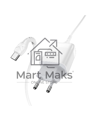 Зарядное устройство Hoco 18Вт, 3А, QC3.0, 1xUSB + кабель USB/Type-C, C72Q, белый, блистер