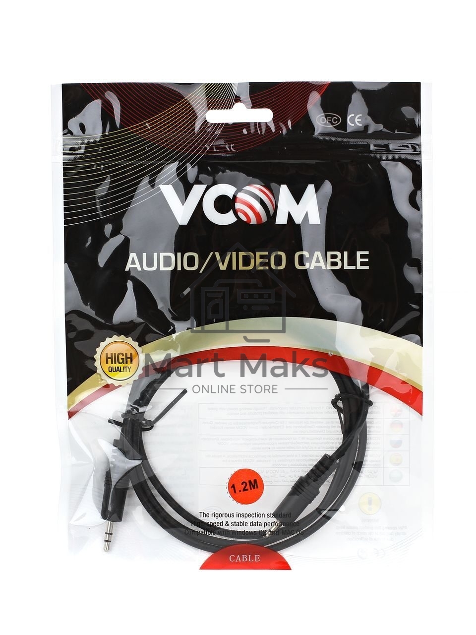Кабель соединительный VCOM 3.5 Jack (M) - 3.5 Jack (M), стерео, аудио, 1.2м <VAV7175-1.2M>
