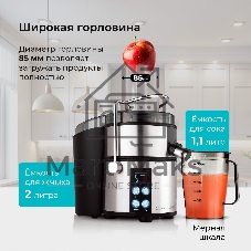Соковыжималка центробежная Galaxy Line GL 0808 1500Вт рез.сок.:1100мл. серебристый