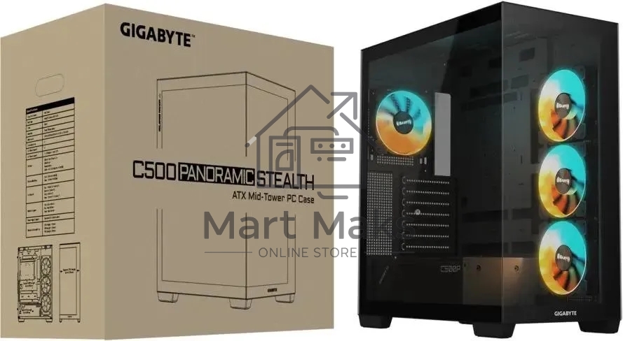 Компьютерный корпус Gigabyte Gb-C500P ST черный без БП ATX 3x120мм 6x140мм 2xUSB 3.0 1xUSB3.1 audio bott PSU
