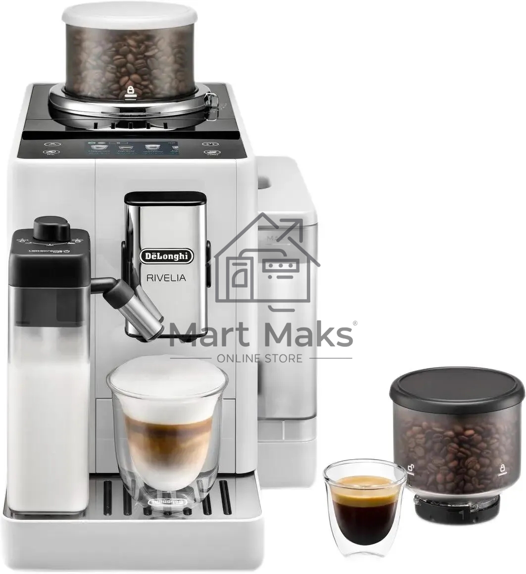 Кофемашина автоматическая DeLonghi EXAM440.55.W, белый, исп. кофе - молотый/зерновой, 1.4 л, 1450 Вт, 19 Бар